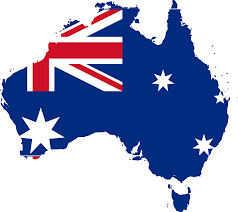 Mapa con bandera de Australia