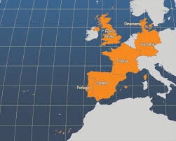 mapa de España, Francia, Reino Unido y Alemania